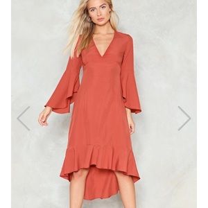 Nasty Gal Love in Motion Midi Dress in Rusty color